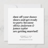 Fun Get Ready to Party Black White Wedding Save The Date (Voorkant)