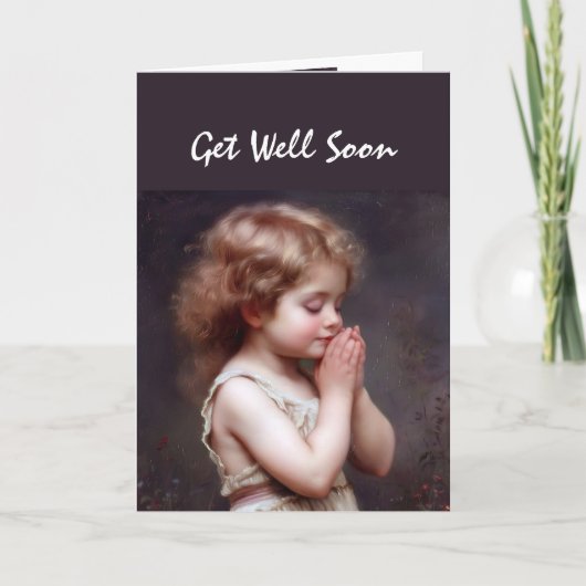 Fun Get Well Soon Meisje Bidden voor je gezondheid Kaart (Voorkant)