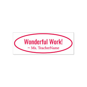 Fun "Geweldig werk!" + Naam van aangepaste aanneme Zelfinktende Stempel