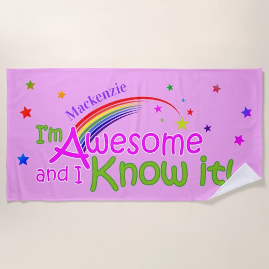 Fun Geweldige en ik ken het JOUW NAAM van VIOLET Strandlaken (Voorkant)