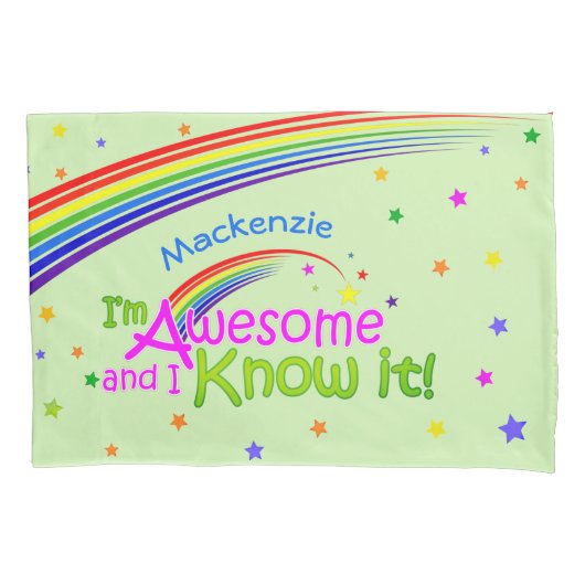 Fun GEWELDIGE en ik ken het met Rainbow op GREEN Kussensloop (Voorkant)