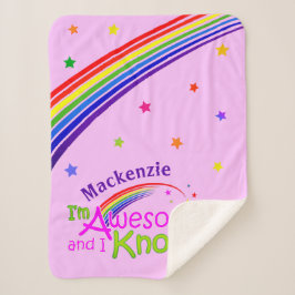 Fun GEWELDIGE en ik ken het met Rainbow op PINK Sherpa Deken