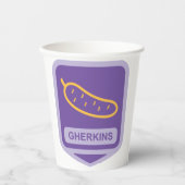 Fun Gherkin Pickle Icon Purple and Yellow Papieren Bekers (Voorkant)
