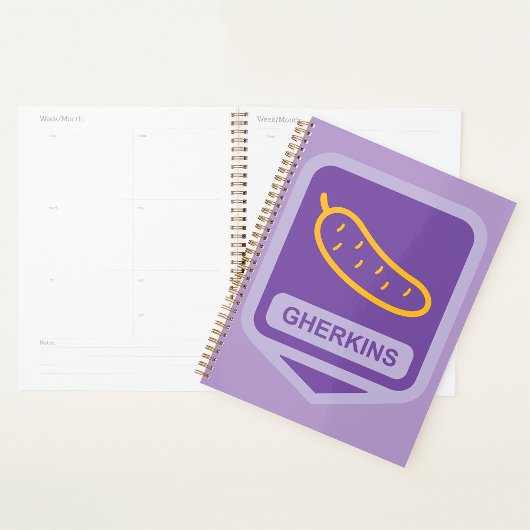 Fun Gherkin Pickle Icon Purple and Yellow Planner