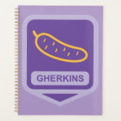 Fun Gherkin Pickle Icon Purple and Yellow Planner (Voorkant)