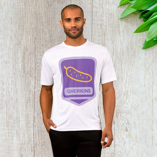 Fun Gherkin Pickle Icon Purple and Yellow T-shirt