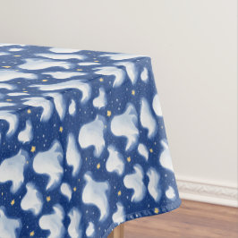 Fun Ghost Blue Sky Halloween Night Star Waterverf Tafelkleed