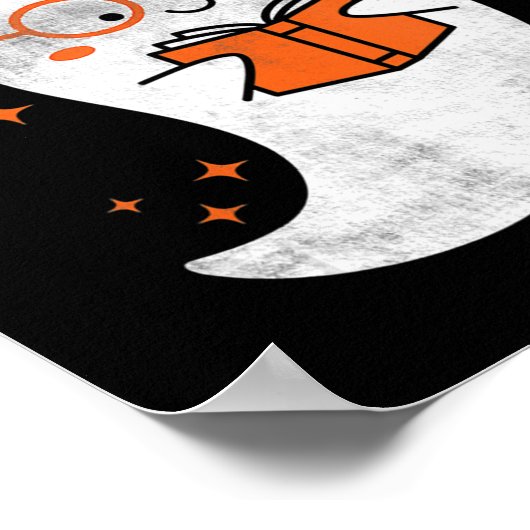 Fun Ghost Book Reading Halloween Cute Teacher Top Poster (Hoek)