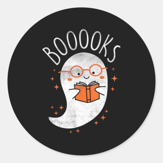 Fun Ghost Book Reading Halloween Cute Teacher Top Ronde Sticker (Voorkant)