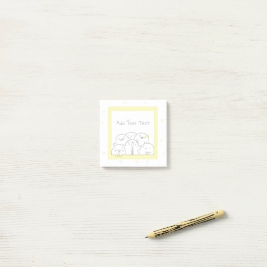 Fun Ghost Family Custom Girly Yellow Design Post-it® Notes (Op bureau)