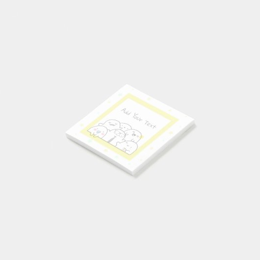 Fun Ghost Family Custom Girly Yellow Design Post-it® Notes (Schuin)