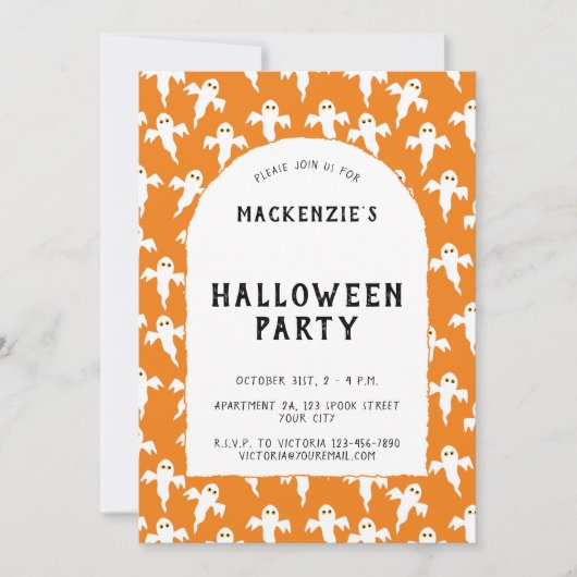 Fun Ghost Halloween Party Uitnodiging (Voorkant)