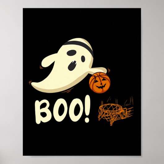 Fun Ghost Player Boo Bysketbyll Halloween Kostuum Poster (Voorkant)