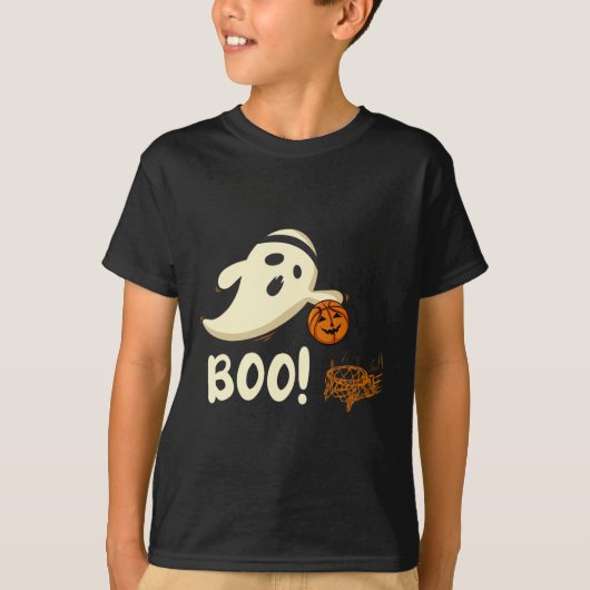 Fun Ghost Player Boo Bysketbyll Halloween Kostuum T-shirt (Voorkant)