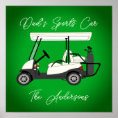 Fun Gift for Dad The Golfer Golf Cart Poster Print (Voorkant)