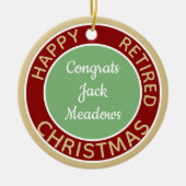 Fun Gift! Gelukkig kerstversiering in ruste Keramisch Ornament (Voorkant)