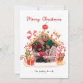 Fun Gingerbread House Kerstmis Foto Feestdagenkaart (Voorkant)