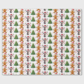 Fun Gingerbread Man Rendier Kerstboom Cadeaupapier (Vlak)