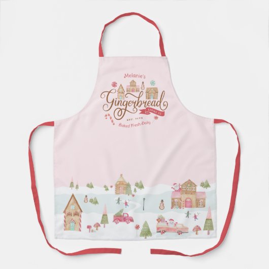 Fun Gingerbrood Bakery Co Persoonlijke familienaam Schort (Voorkant)