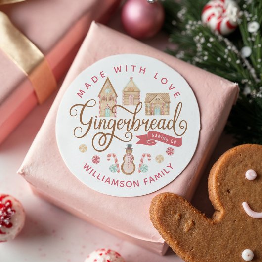 Fun Gingerbrood Baking Co Gingerbrood House Baking Ronde Sticker