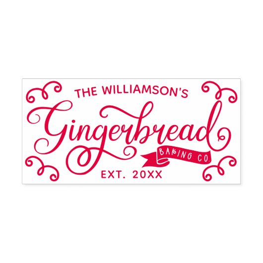 Fun Gingerbrood Baking Co Persoonlijke familienaam Zelfinktende Stempel (Design)