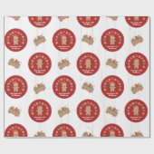 Fun Gingerbrood Cookie Script Name Rustic Wood Red Cadeaupapier (Vlak)