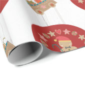 Fun Gingerbrood Cookie Script Name Rustic Wood Red Cadeaupapier (Rol Hoek)