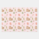 Fun Gingerbrood Snoep Town Winter Scene Pattern Inpakpapier Vel (Voorkant 2)