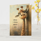 Fun Giraffe Animal Love You Humor Kaart (Gele Bloem)