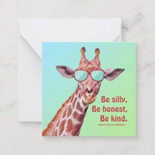 Fun Giraffe Inspirerend Quote Emerson wordt Gekke  Notitiekaartje