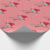 Fun Giraffe met zonnebril en Santa Hat Pink Cadeaupapier (Hoek)