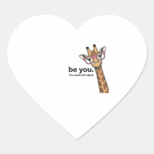 Fun Giraffe Wees Jij Vintage Gravure Shirt Ontwerp Hart Sticker