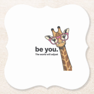 Fun Giraffe Wees Jij Vintage Gravure Shirt Ontwerp Kartonnen Onderzetters