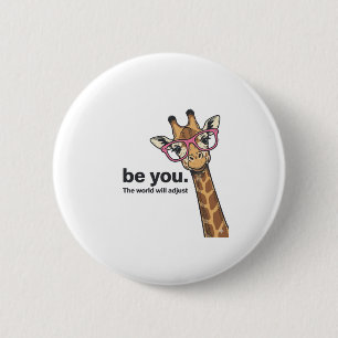 Fun Giraffe Wees Jij Vintage Gravure Shirt Ontwerp Ronde Button 5,7 Cm