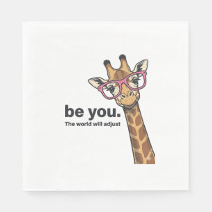 Fun Giraffe Wees Jij Vintage Gravure Shirt Ontwerp Servet