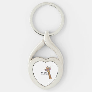 Fun Giraffe Wees Jij Vintage Gravure Shirt Ontwerp Sleutelhanger