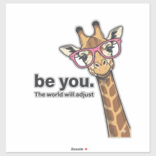 Fun Giraffe Wees Jij Vintage Gravure Shirt Ontwerp Sticker
