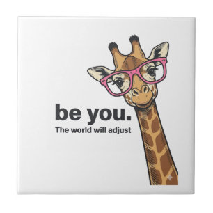 Fun Giraffe Wees Jij Vintage Gravure Shirt Ontwerp Tegeltje