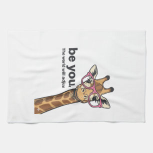 Fun Giraffe Wees Jij Vintage Gravure Shirt Ontwerp Theedoek