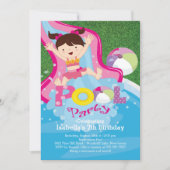 Fun Girl Pool Birthday Party Invitation Kaart (Voorkant)