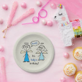 Fun Girl Stick Figuur Angels Persoonlijke verjaard Papieren Bordje (Feest)
