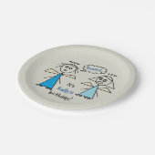 Fun Girl Stick Figuur Angels Persoonlijke verjaard Papieren Bordje (Gekanteld)