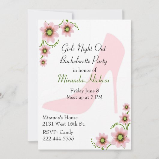 Fun Girl's Night Our Bachelorette Party Invitation Kaart (Voorkant)