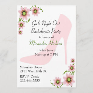 Fun Girl's Night Our Bachelorette Party Invitation Kaart