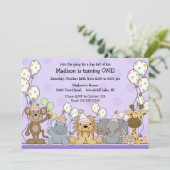 Fun Girls Safari Animals Birthday Kaart (Staand voorkant)