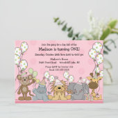 Fun Girls Safari Animals Birthday Kaart (Staand voorkant)