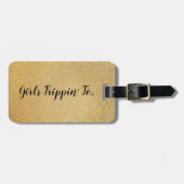 Fun Girls Trippin... Uw bestemming op goud Bagagelabel (Voorkant horizontaal)