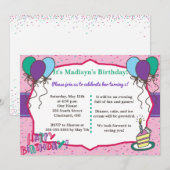 Fun Girly Birthday Uitnodiging (Voorkant / Achterkant)