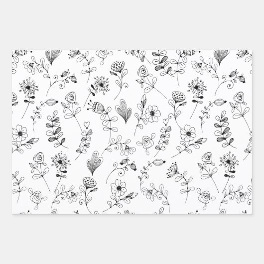 Fun Girly boekt roze zwarte leesFloral Inpakpapier Vel (Voorkant 3)