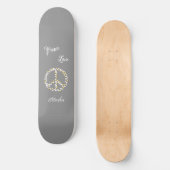 Fun Girly Boho Floral Peace Sign Peace Love Name Persoonlijk Skateboard (Voorkant)